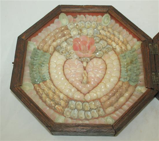 A 19th century sailors shellwork double Valentine, 9in.